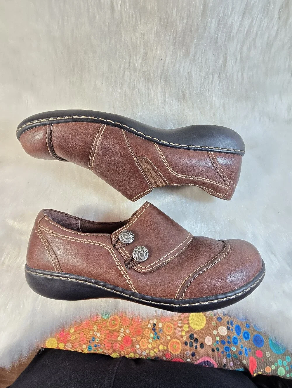 Clark's Ashland Alpine Brown Slip-on Leather Loafers - Women's